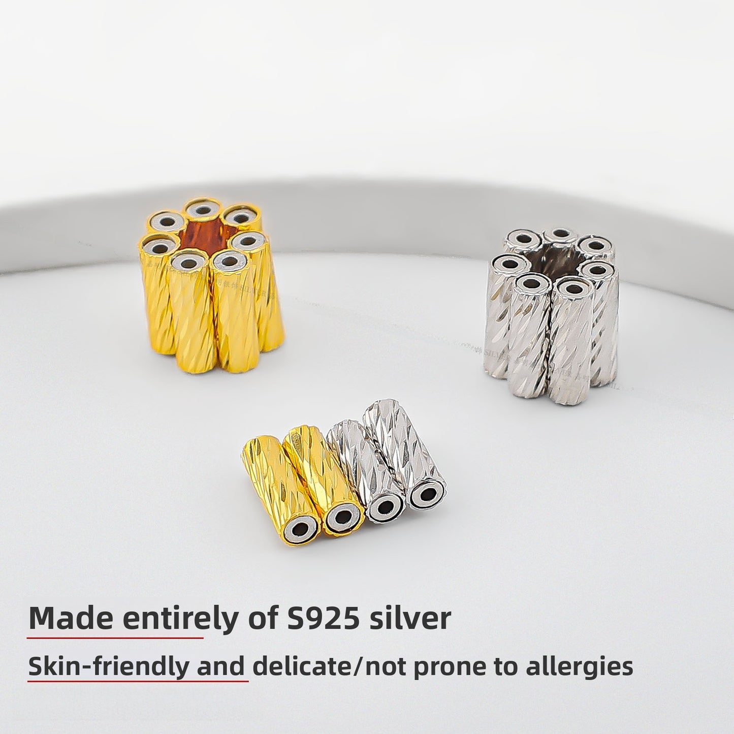 925 Sterling Silver Spacer Bars With Magnetic Clasp Closure, Electroplated Finish In Silver For Commute Jewelry Accessories