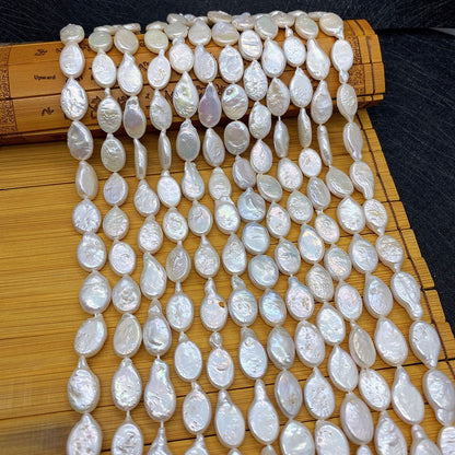 Oval Freshwater Pearl Beads With Irregular Baroque Pearl Inlay, Natural Baroque Style Loose Beads For Jewelry Making
