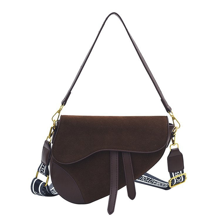 Women’s PU Leather Square Saddle Bag With Single Shoulder Strap, Printed Design, Perfect For Winter