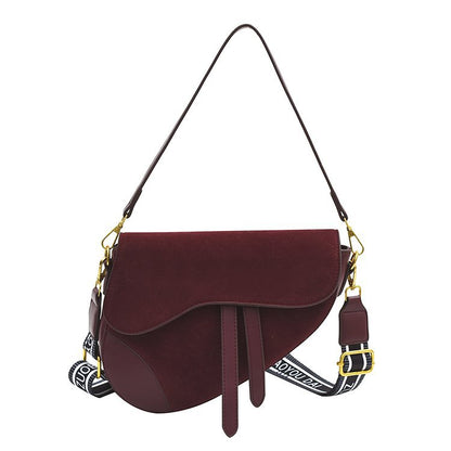 Women’s PU Leather Square Saddle Bag With Single Shoulder Strap, Printed Design, Perfect For Winter