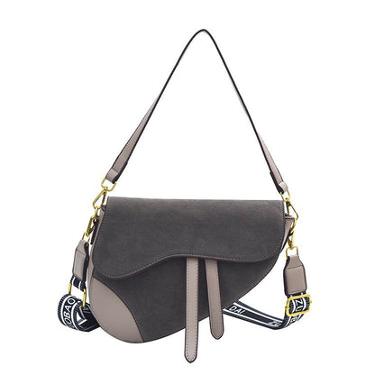 Women’s PU Leather Square Saddle Bag With Single Shoulder Strap, Printed Design, Perfect For Winter