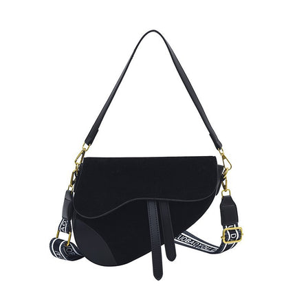 Women’s PU Leather Square Saddle Bag With Single Shoulder Strap, Printed Design, Perfect For Winter
