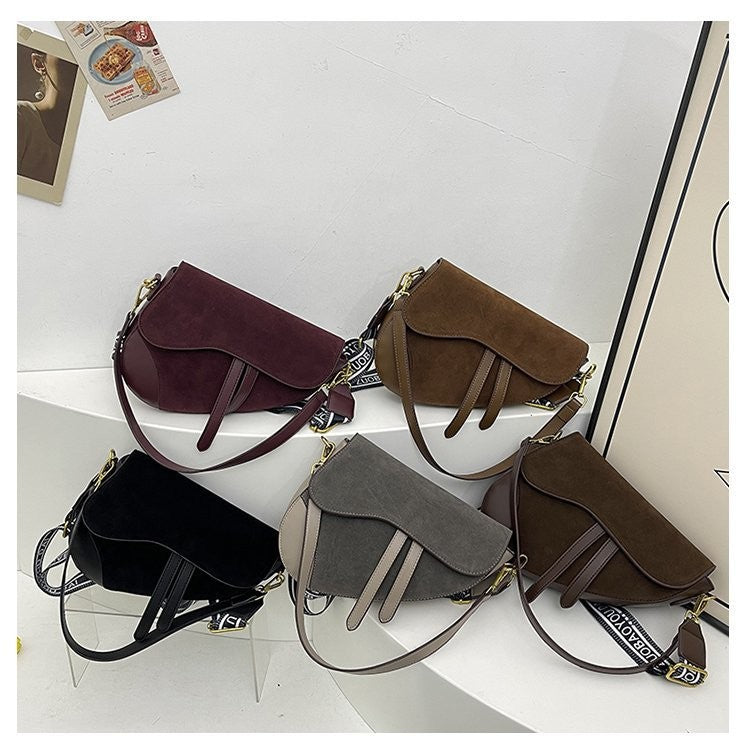 Women’s PU Leather Square Saddle Bag With Single Shoulder Strap, Printed Design, Perfect For Winter