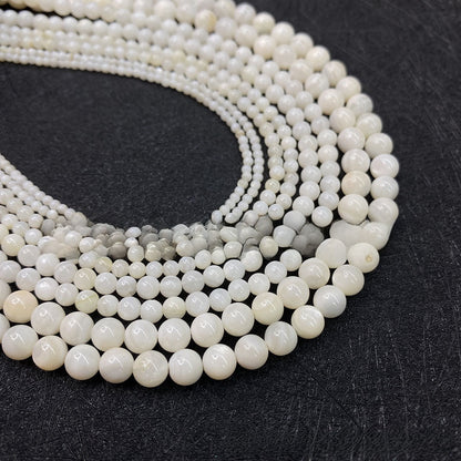 Polished Round Shell Beads For Jewelry Making, Diameter 3mm, Baroque Style