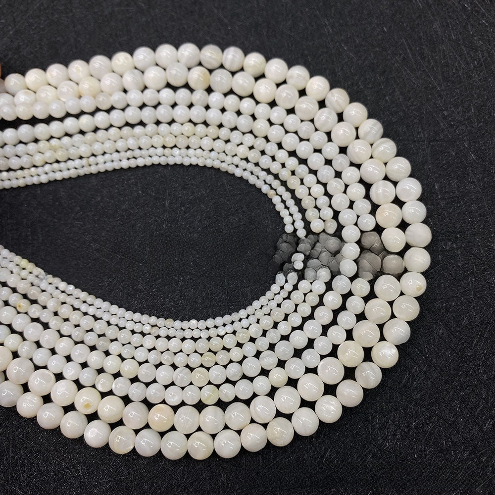 Polished Round Shell Beads For Jewelry Making, Diameter 3mm, Baroque Style