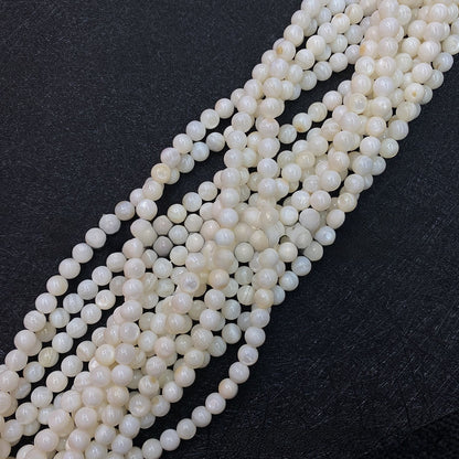 Polished Round Shell Beads For Jewelry Making, Diameter 3mm, Baroque Style