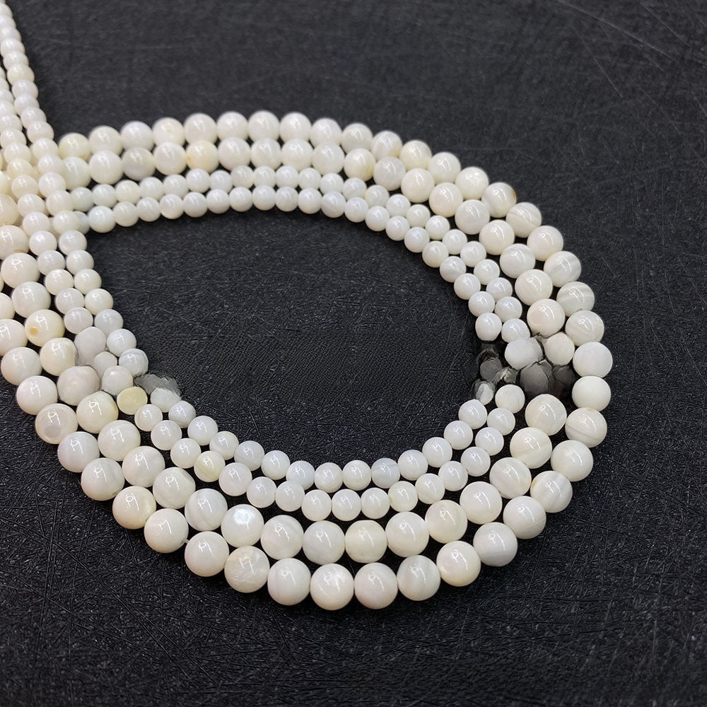 Polished Round Shell Beads For Jewelry Making, Diameter 3mm, Baroque Style