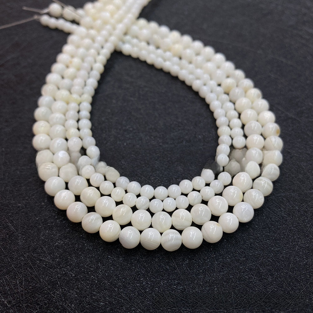 Polished Round Shell Beads For Jewelry Making, Diameter 3mm, Baroque Style