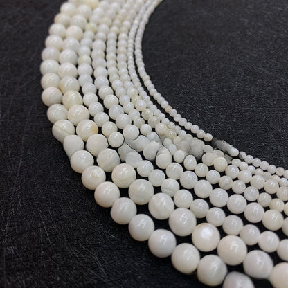 Polished Round Shell Beads For Jewelry Making, Diameter 3mm, Baroque Style