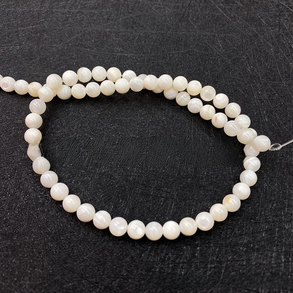 Polished Round Shell Beads For Jewelry Making, Diameter 3mm, Baroque Style