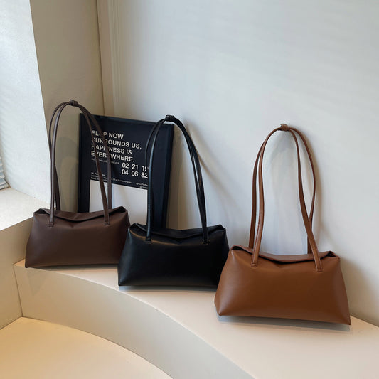 PU Leather Square Handbag For Women In Solid Color With Sewing Thread Accent, Ideal For Spring Season