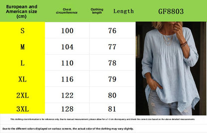 Solid Color Blouse For Women In Polyester Fabric With Casual Style Featuring Folded Details And Round Neck Pullover Design