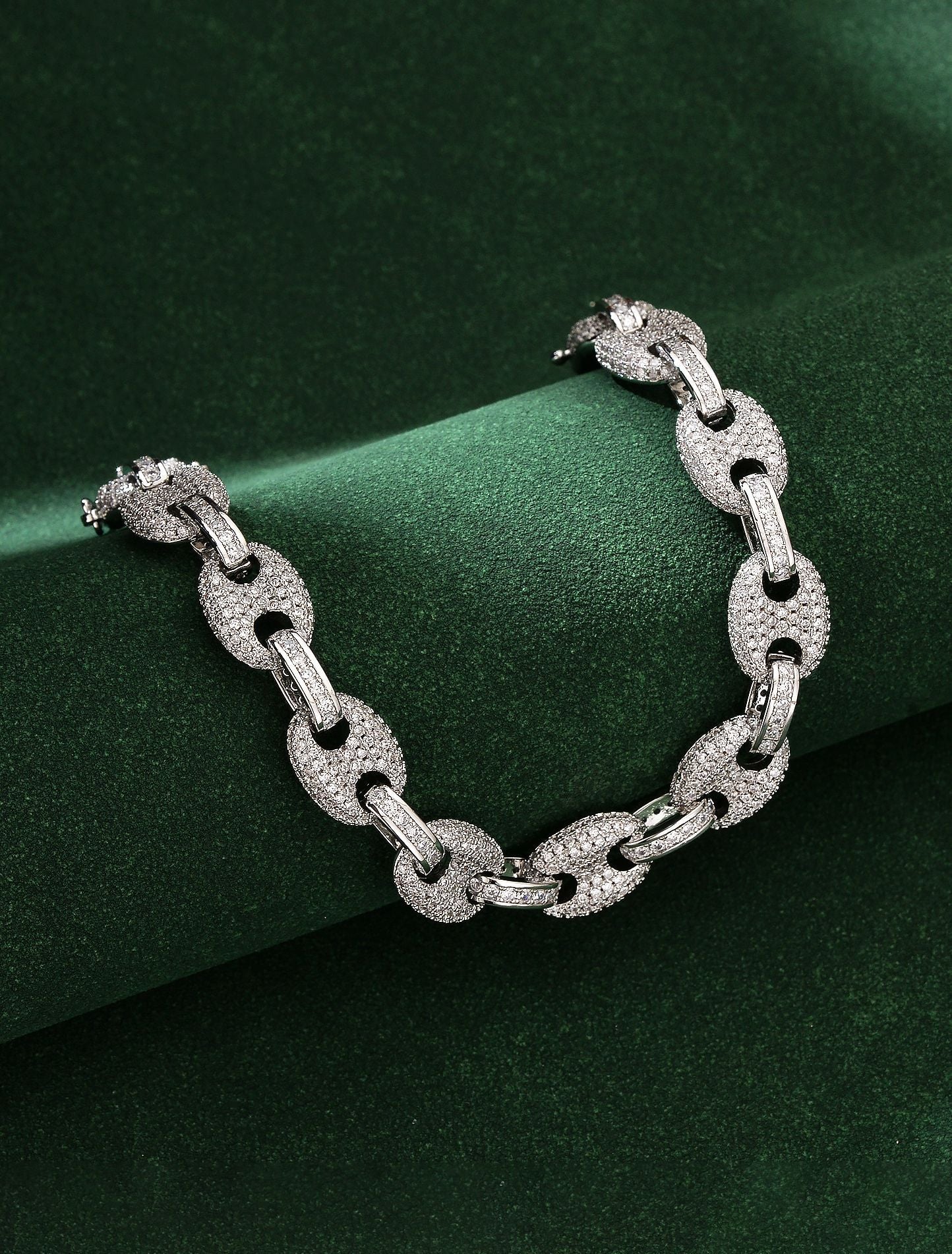 Hip-Hop Silver Cuban Chain Link Necklace In Copper With Zircon Inlay, Unisex Cuban Link Chain Curb Chain