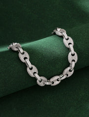 Pig-nose-shaped Bracelet - White Gold - 8inch