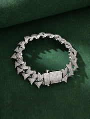 Double Spike Bracelet - White Gold - 8inch