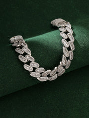 T Square Bracelet - White Gold Color - 8inch