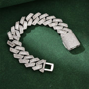 Square Wide Chain Bracelet - White Gold - 8inch