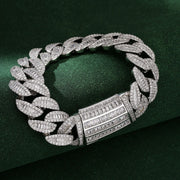 Full Square Half-Curved Bracelet - White Gold - 8inch