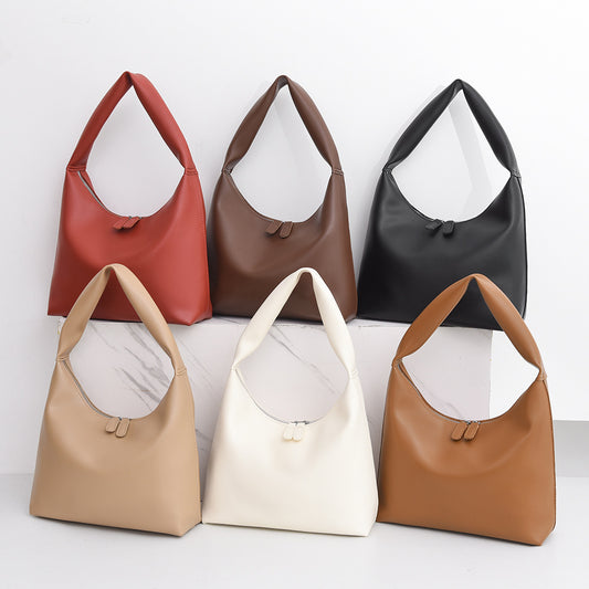 PU Leather Solid Color Square Underarm Bag For Women Featuring Sewing Thread And Single Shoulder Strap
