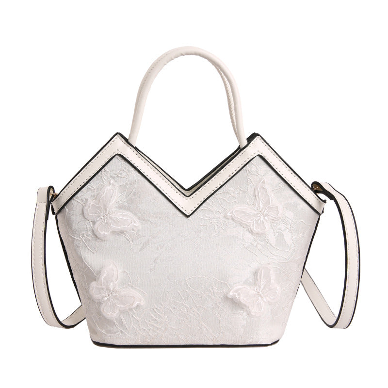 Heart-shaped PU Leather Handbag For Women With Embroidery And Top Handle, Stylish Heart Shape Design