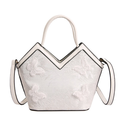 Heart-shaped PU Leather Handbag For Women With Embroidery And Top Handle, Stylish Heart Shape Design