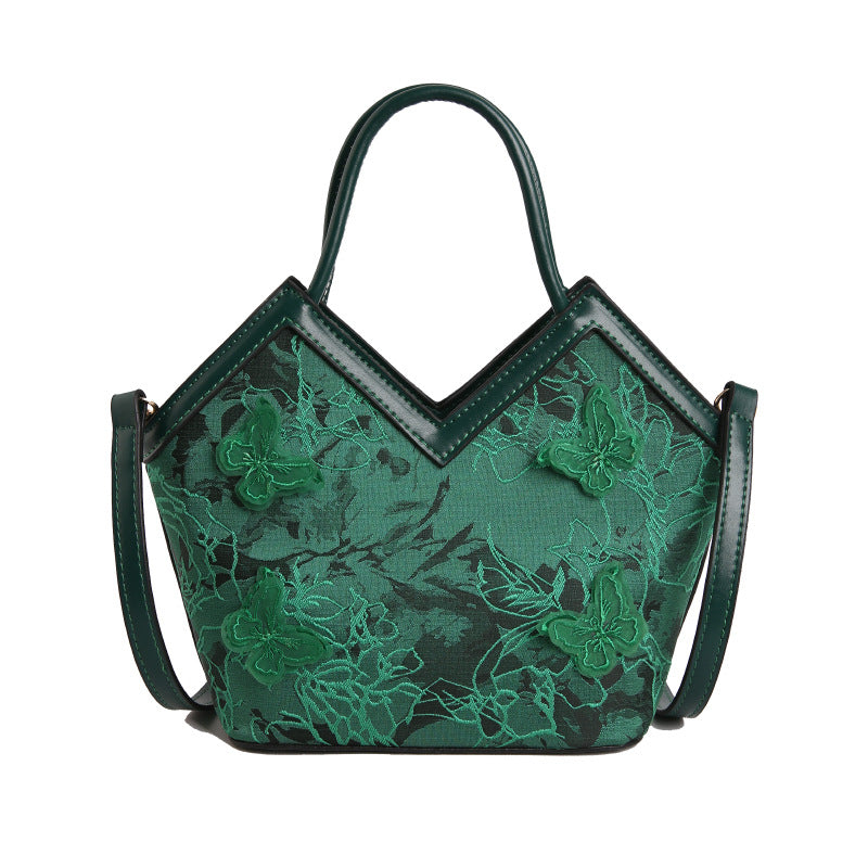 Heart-shaped PU Leather Handbag For Women With Embroidery And Top Handle, Stylish Heart Shape Design