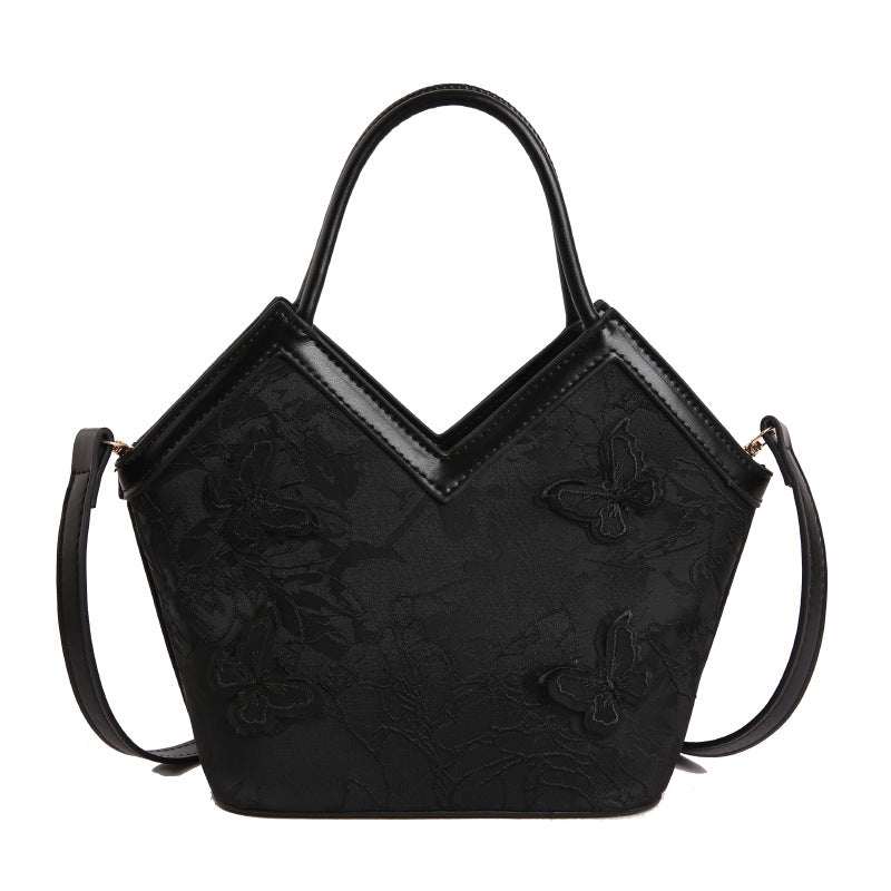 Heart-shaped PU Leather Handbag For Women With Embroidery And Top Handle, Stylish Heart Shape Design