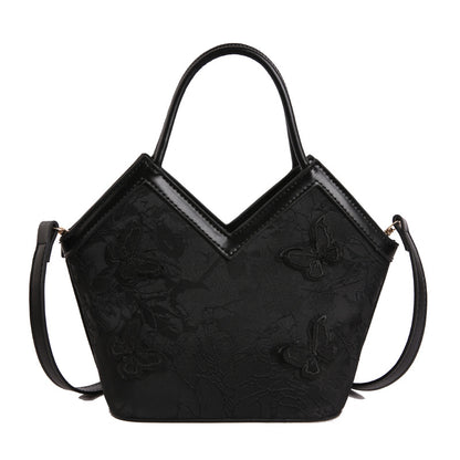 Heart-shaped PU Leather Handbag For Women With Embroidery And Top Handle, Stylish Heart Shape Design