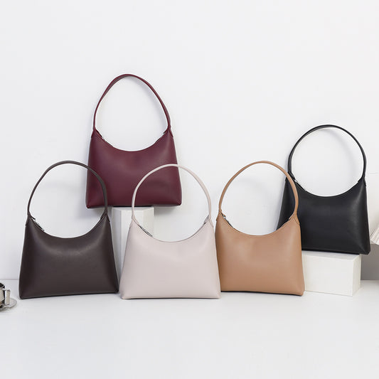 Solid Color PU Leather Dumpling Shape Underarm Bag For Women With Sewing Thread Detail, Perfect For Summer
