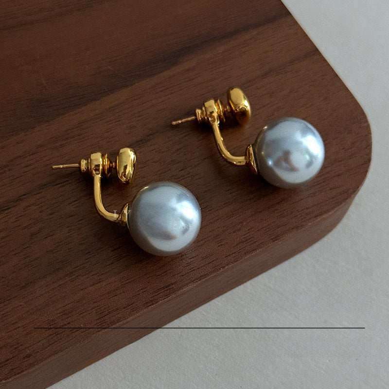 Geometric Stud Earrings For Women Featuring Gold Imitation Pearl And Turquoise Inlay With 925 Sterling Silver Posts