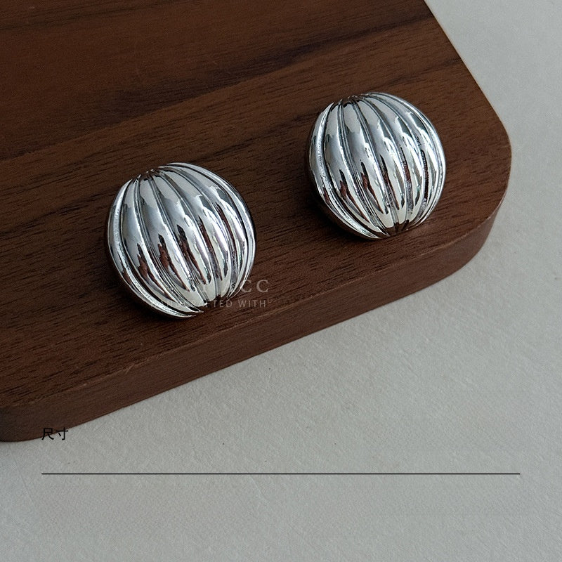 Geometric Stud Earrings For Women Featuring Gold Imitation Pearl And Turquoise Inlay With 925 Sterling Silver Posts