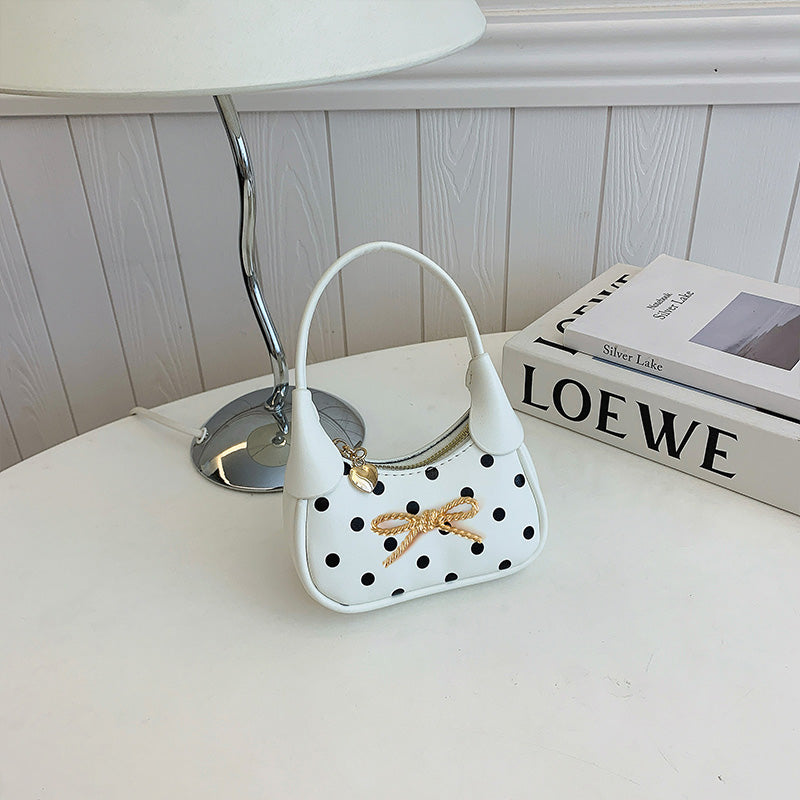 Girls' Oval Polka Dots PU Leather Shoulder Bag For All Seasons
