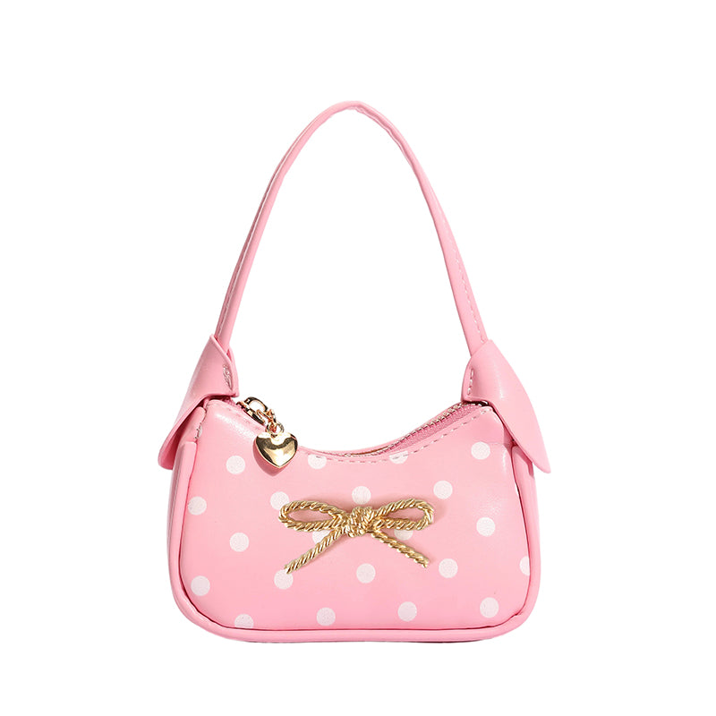 Girls' Oval Polka Dots PU Leather Shoulder Bag For All Seasons