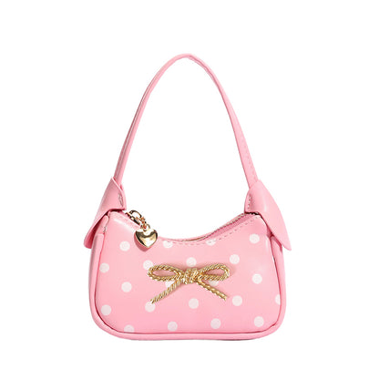 Girls' Oval Polka Dots PU Leather Shoulder Bag For All Seasons