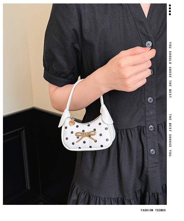 Girls' Oval Polka Dots PU Leather Shoulder Bag For All Seasons
