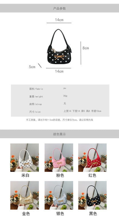 Girls' Oval Polka Dots PU Leather Shoulder Bag For All Seasons