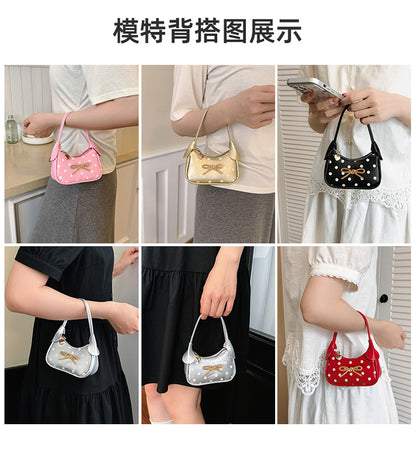 Girls' Oval Polka Dots PU Leather Shoulder Bag For All Seasons