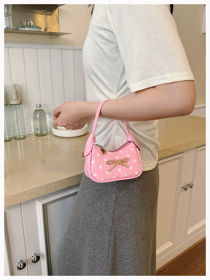 Girls' Oval Polka Dots PU Leather Shoulder Bag For All Seasons