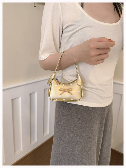 Girls' Oval Polka Dots PU Leather Shoulder Bag For All Seasons