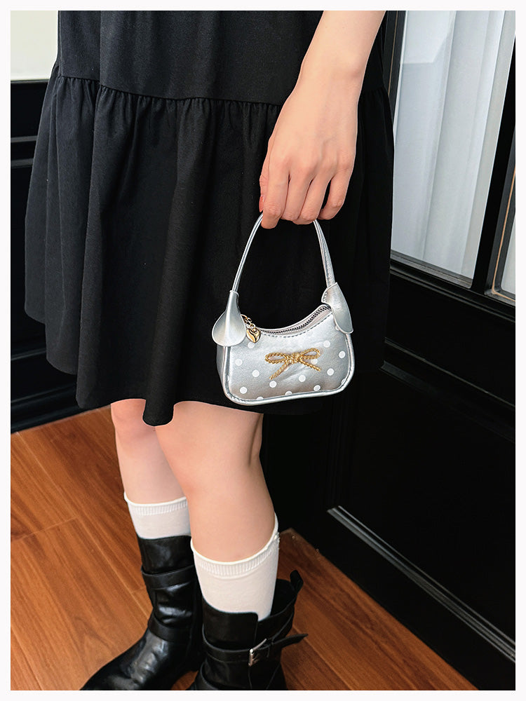 Girls' Oval Polka Dots PU Leather Shoulder Bag For All Seasons