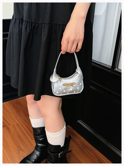 Girls' Oval Polka Dots PU Leather Shoulder Bag For All Seasons