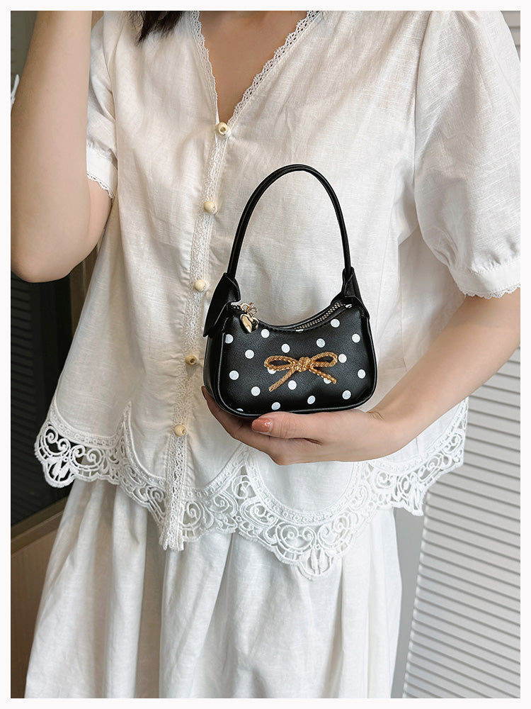 Girls' Oval Polka Dots PU Leather Shoulder Bag For All Seasons
