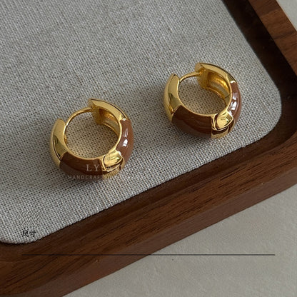 Natural Pink Flowers Stud Earrings For Women In Copper With Real Gold Plated Enamel Craft