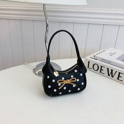 Girls' Oval Polka Dots PU Leather Shoulder Bag For All Seasons