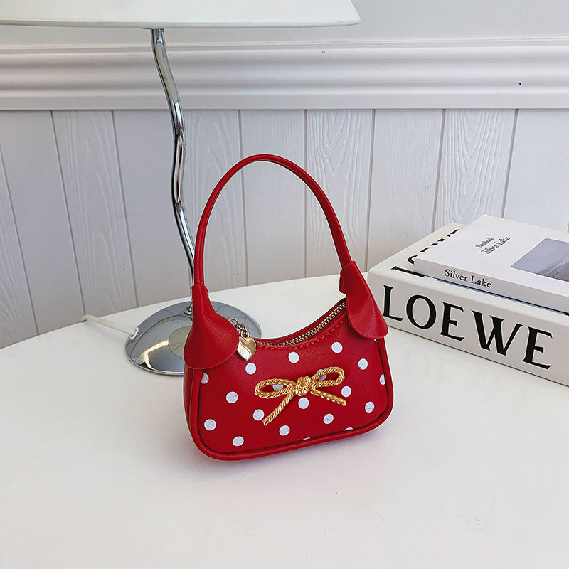Girls' Oval Polka Dots PU Leather Shoulder Bag For All Seasons