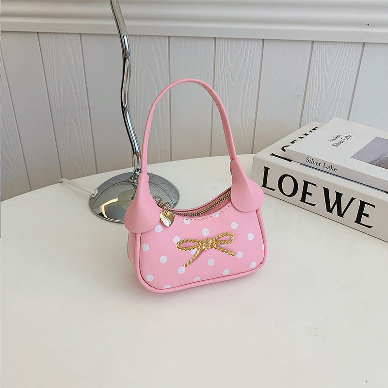 Girls' Oval Polka Dots PU Leather Shoulder Bag For All Seasons