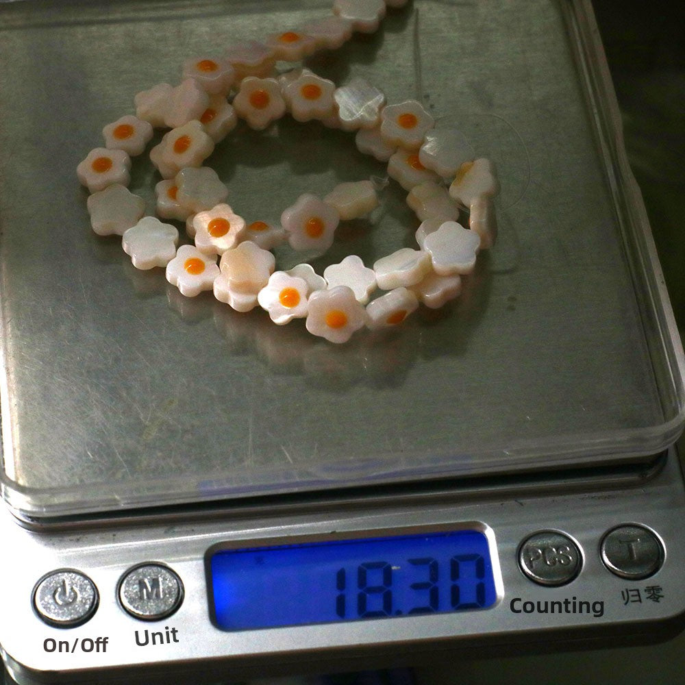 Natural Shell Flowers Beads For Jewelry Making, Diameter 6 Mm, Center-Drilled, Featuring Enamel Craft
