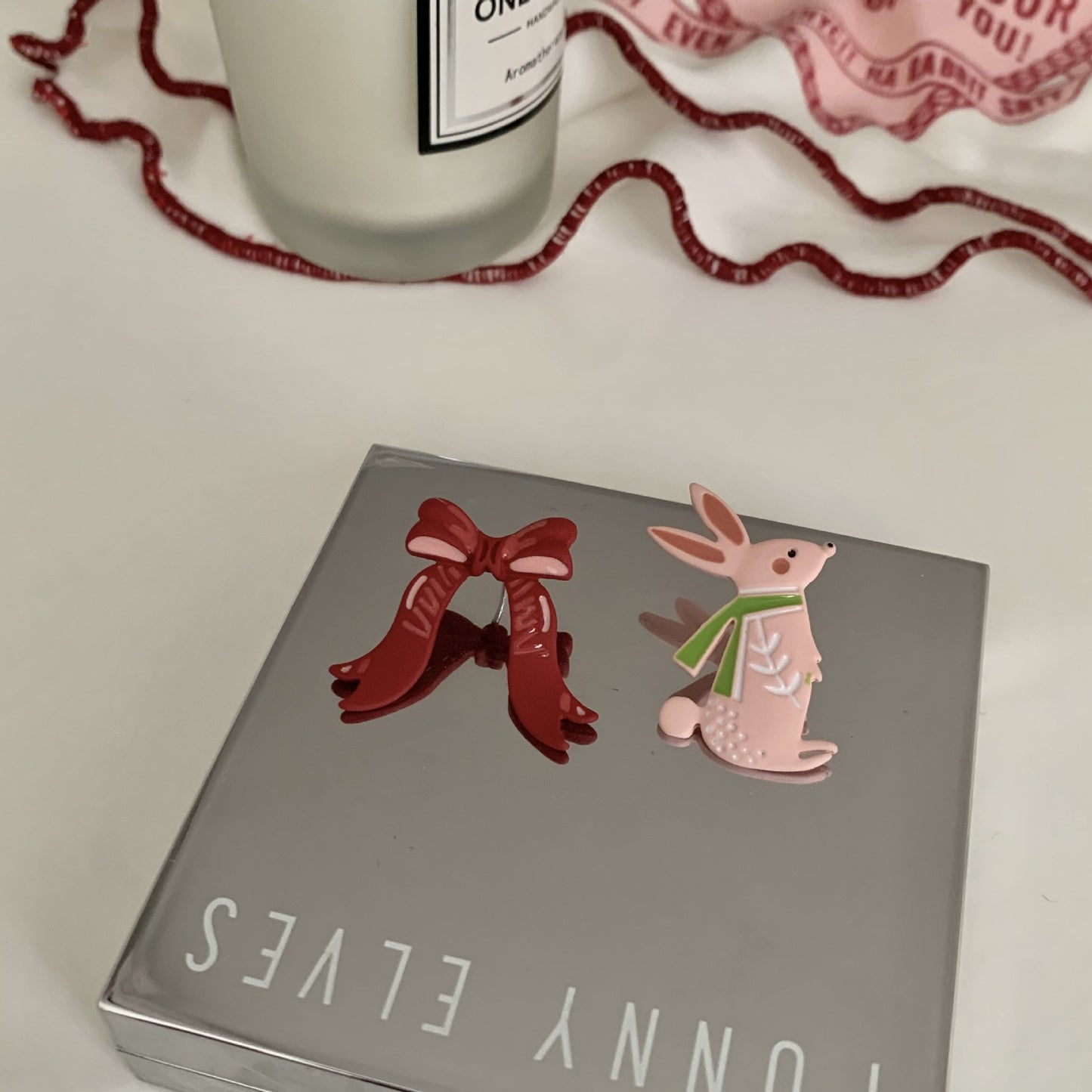 Sweet Rabbit Stud Earrings For Women With 925 Sterling Silver Posts And Alloy Body Featuring Stoving Varnish Finish