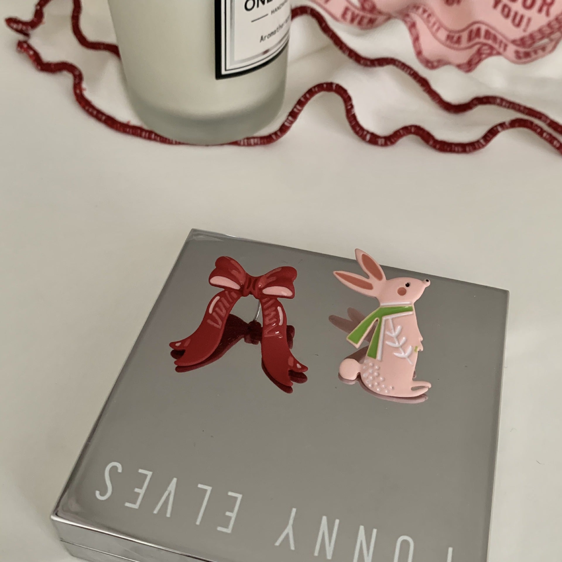 Sweet Rabbit Stud Earrings For Women With 925 Sterling Silver Posts And Alloy Body Featuring Stoving Varnish Finish