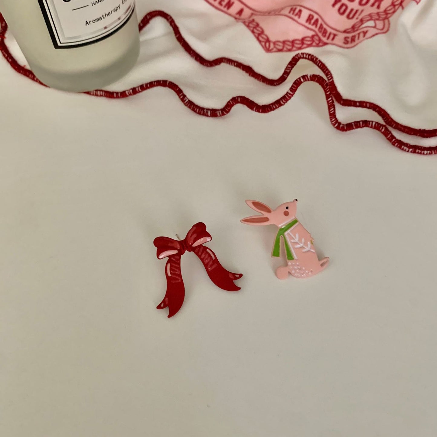 Sweet Rabbit Stud Earrings For Women With 925 Sterling Silver Posts And Alloy Body Featuring Stoving Varnish Finish